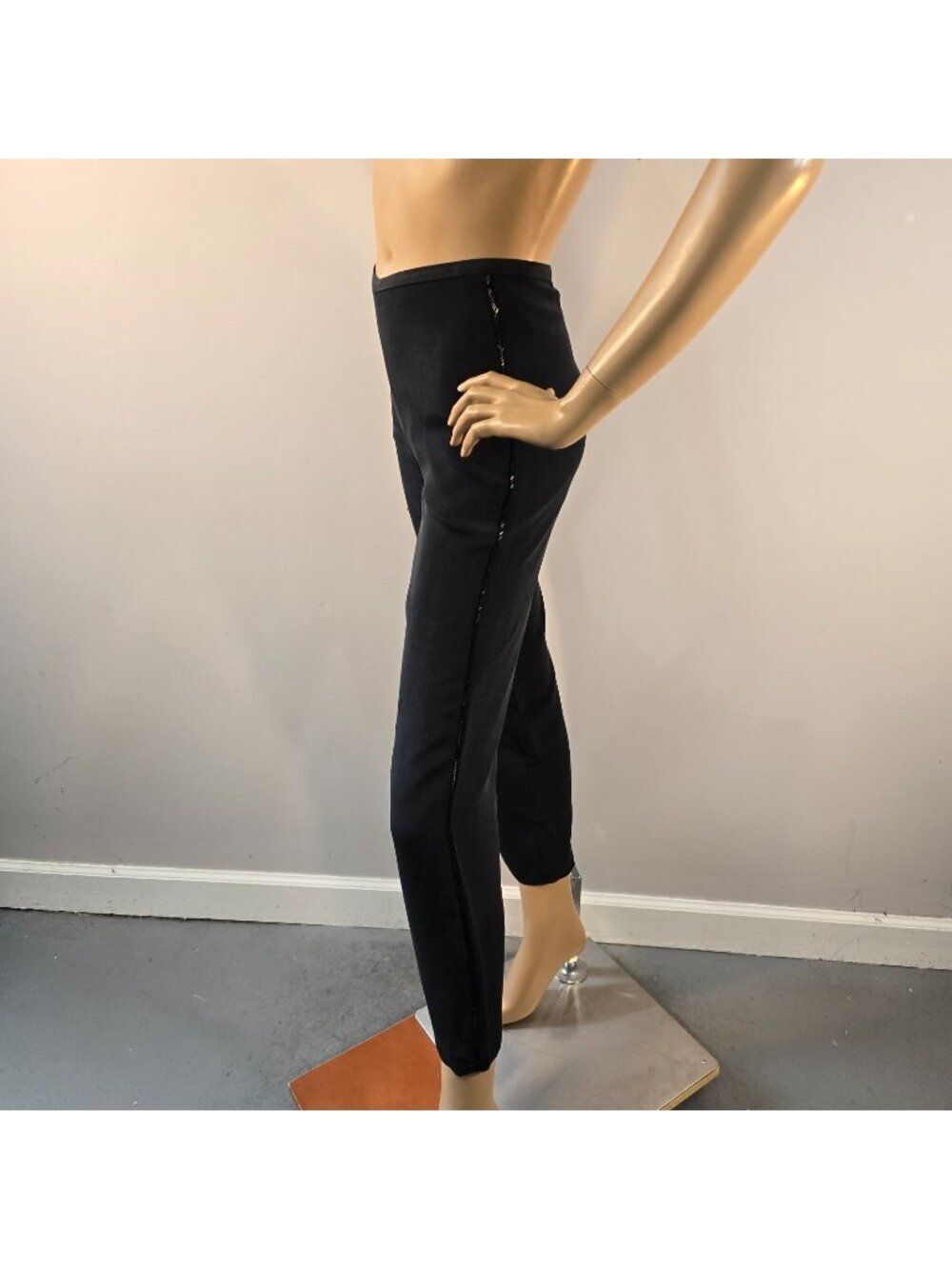 Petite Sophisticate Black Silk Dress Pants Size 2 Beaded Side Seams